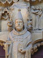Reims - Cathedrale - Porche nord, Portail des saints, Statue, Pape Calixte 1er (01)